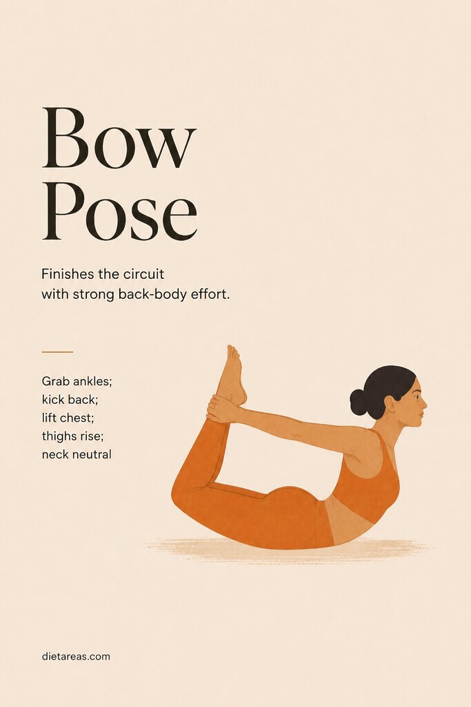 person holding bow pose on the stomach with hands gripping ankles, chest lifted, thighs raised, and neck neutral.