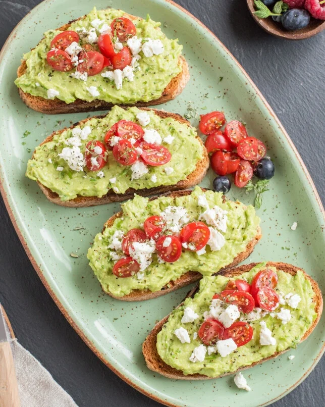Mediterranean Avocado Toast - salmon-topped