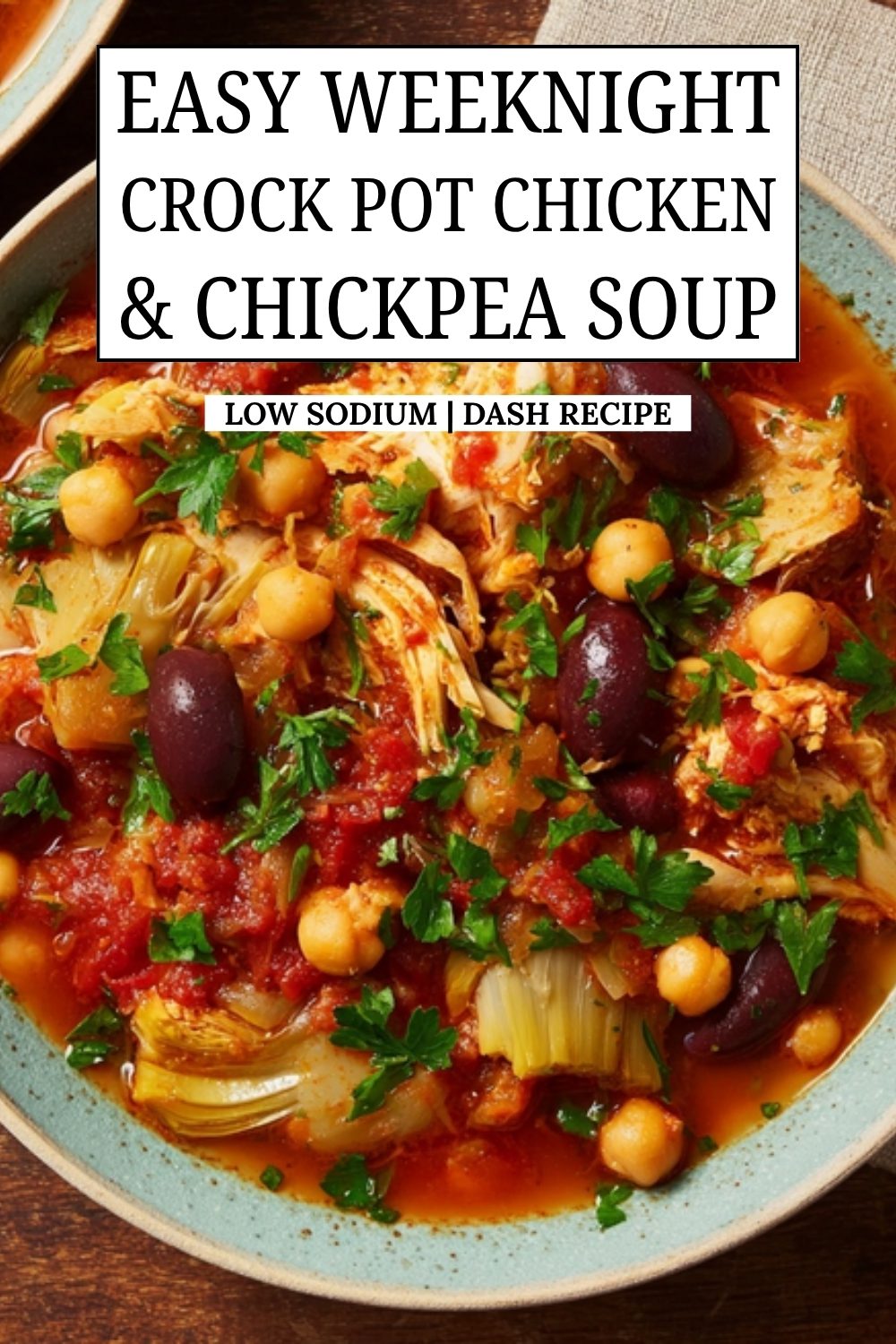 the coziest slow cooker chicken and chickpea soup